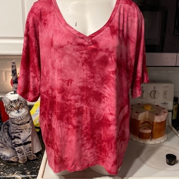 P womens Fame for Fifteen pink short sleeve stretch plus size top 2X - Picture 1 of 4